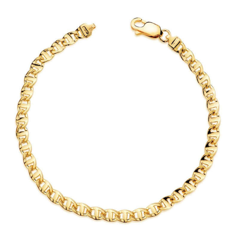 Bracelet Marina maille marine diamantée en or jaune 18 carats 4 mm – Lyn&Or Bijoux