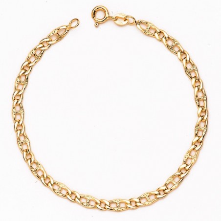 Bracelet Aveline maille marine et gourmette en or jaune 18 carats 4 mm - Lyn&Or Bijoux