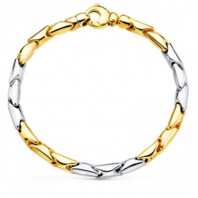 Bracelet Marquise maille navette marquise bicolore en or 18 carats 18,5 grammes