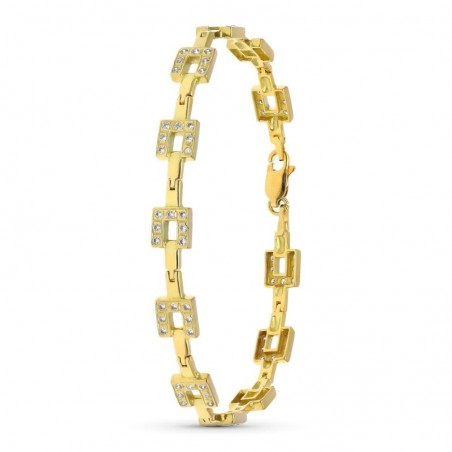 Bracelet gourmette semi-rigide Mirya or jaune 18 carats maillons carrés zircon