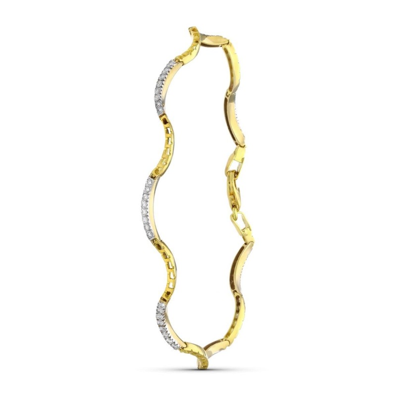 Bijou femme bracelet ondulations fin or bicolore mousqueton