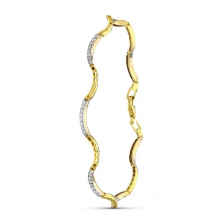 Bijou femme bracelet ondulations fin or bicolore mousqueton Bijou femme bracelet ondulations fin or bicolore mousqueton