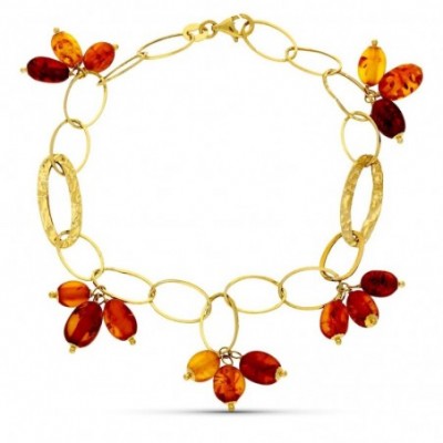 Bijou féminin bracelet or jaune ambre naturel fleurs, féminité unique