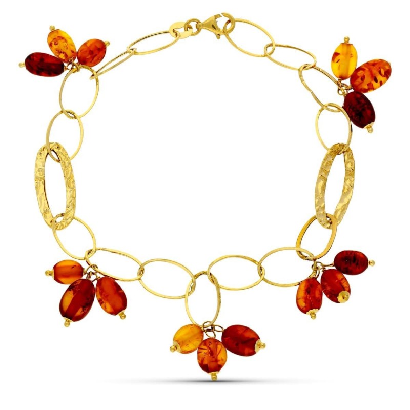 Bijou féminin bracelet or jaune ambre naturel fleurs, féminité unique