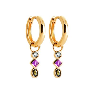 Boucles d'oreilles femme, créoles et pendants de pierres colorées - Ally