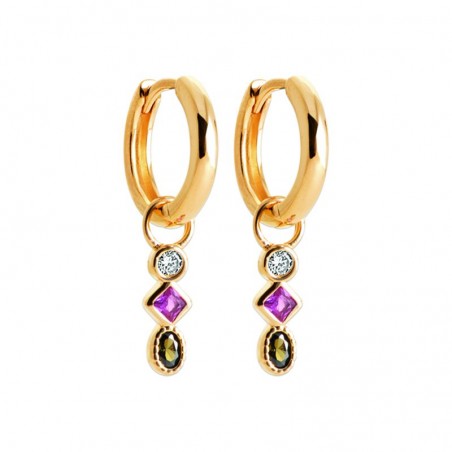 Boucles d'oreilles femme, créoles et pendants de pierres colorées - Ally