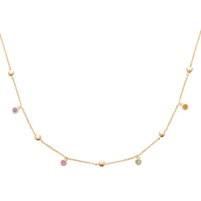 Collier femme en plaqué or et breloques de pierres multicolores - Vanessa