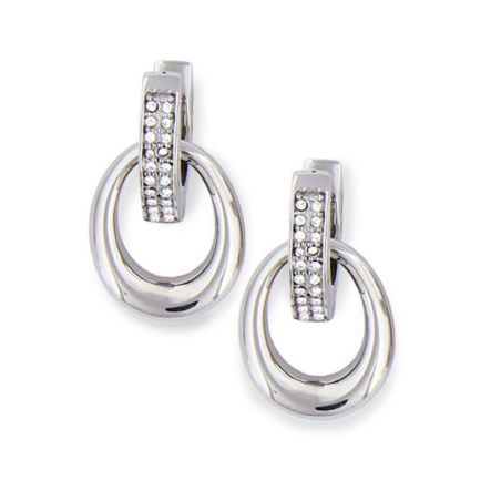 boucles d oreilles acier gris ovale zircon brillant