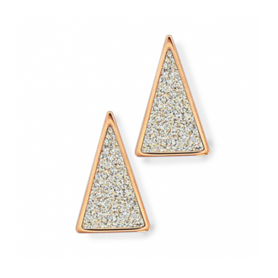 Boucles d’oreilles triangle bicolore, acier doré rose – Nyra