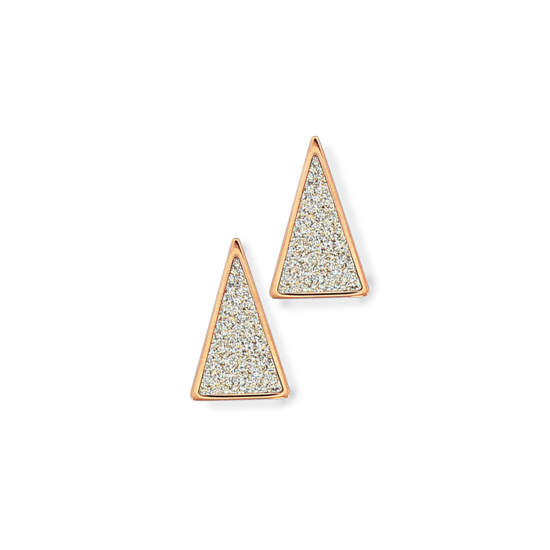 Boucles d’oreilles triangle bicolore, acier doré rose – Nyra