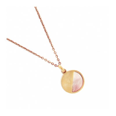 Collier femme en acier inoxydable rose & pendentif nacre rose - Femina