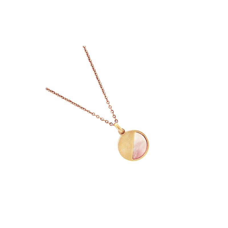 Collier femme en acier inoxydable rose & pendentif nacre rose - Femina