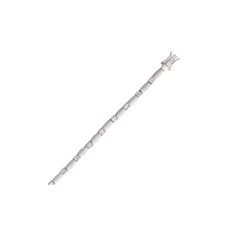 Gourmette femme, argent rhodié mat et zircon - Senée