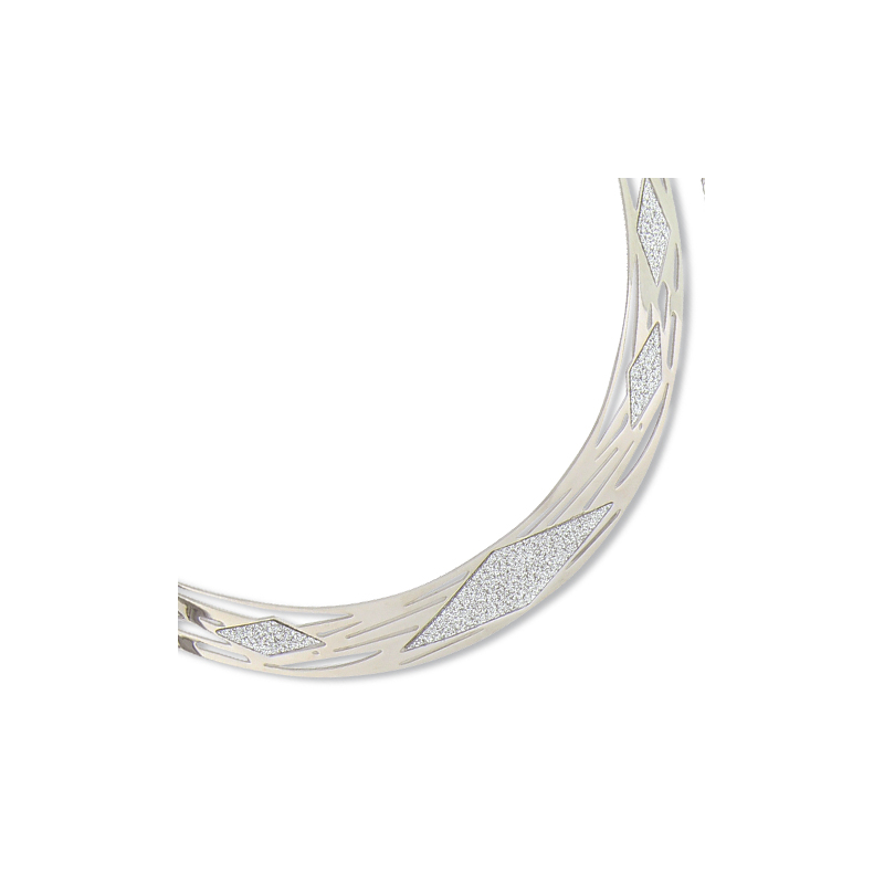 Collier ras-de-cou en acier argenté rigide et granité - Serena