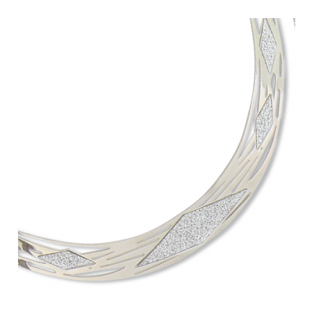 Collier ras-de-cou en acier argenté rigide et granité - Serena