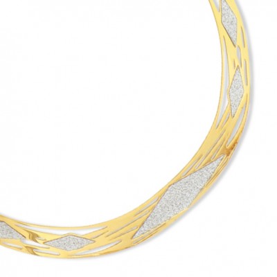 Collier ras-de-cou en acier argenté/doré biclore, rigide et granité - Serena