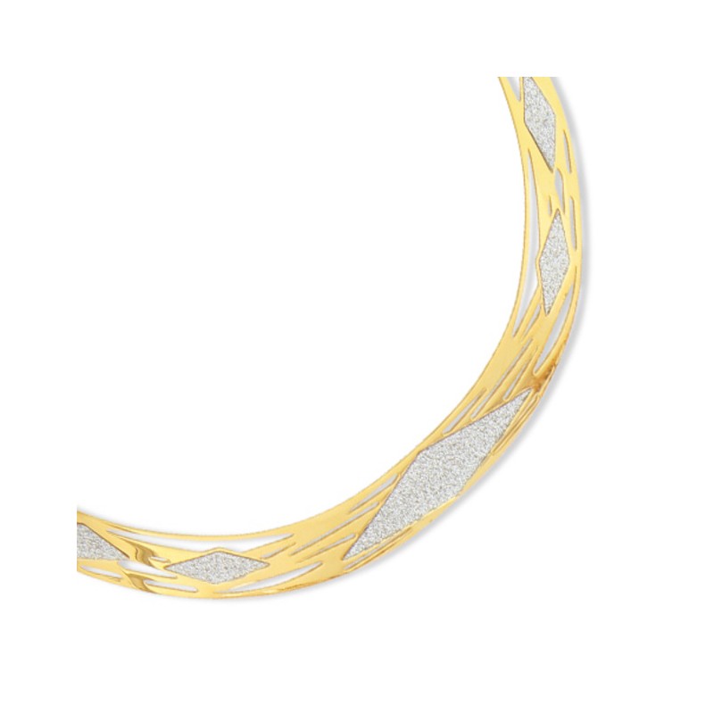 Collier ras-de-cou en acier argenté/doré biclore, rigide et granité - Serena