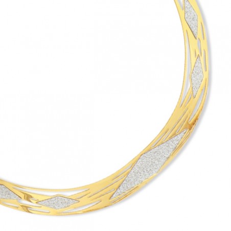 Collier ras-de-cou en acier argenté/doré biclore, rigide et granité - Serena