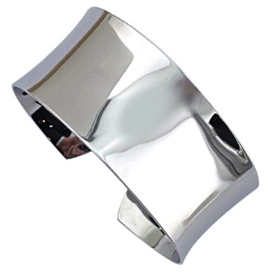 Large Bracelet manchette miroir en acier pour femme - Althéa - Lyn&Or Bijoux