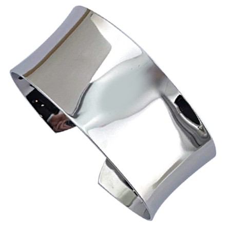 Large Bracelet manchette miroir en acier pour femme - Althéa - Lyn&Or Bijoux