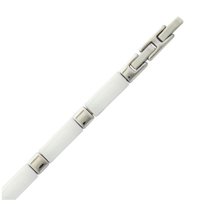 bracelet semi-rigide en céramique blanche et acier inoxydable pour femme