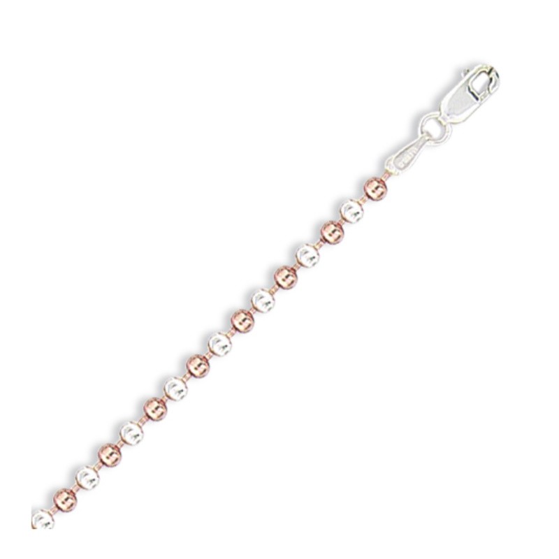 bracelet perles argent et rose femme