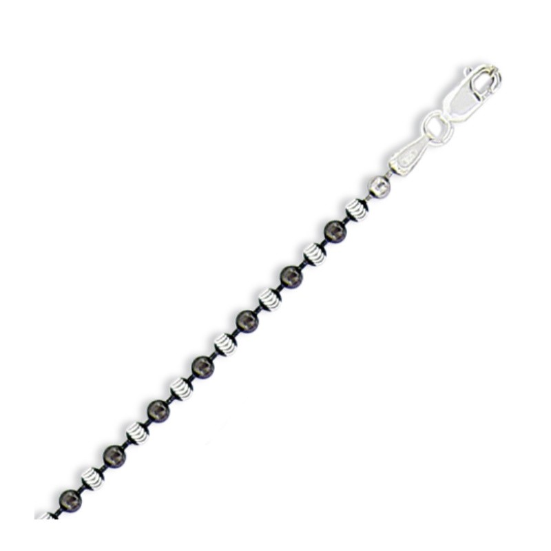 bracelet perles argent et noir femme