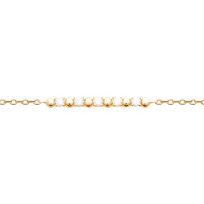 bracelet barre minimaliste zircons plaqué or femme