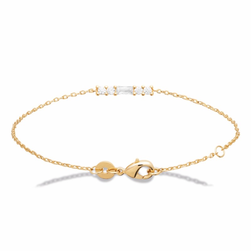 bracelet zircons plaqué or femme minimaliste