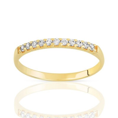 Alliance femme en or jaune 18 carats et 9 diamants - Bali - Lyn&Or Bijoux