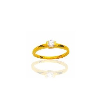 Bague pour femme en or jaune et diamant solitaire - Lyn&Or Bijoux