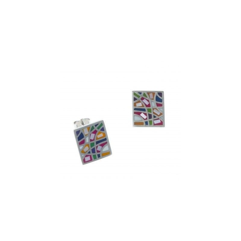 boucle d'oreille acier, émail et nacre pour femme, Camino boucle d'oreille acier, émail et nacre pour femme, Camino
