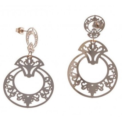 Boucles d'oreille pendantes pour femme en acier rose - Prima - Lyn&Or Bijoux