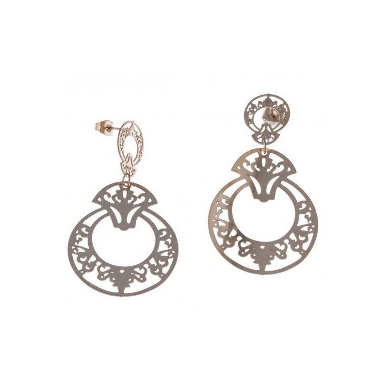 Boucles d'oreille pendantes pour femme en acier rose - Prima - Lyn&Or Bijoux