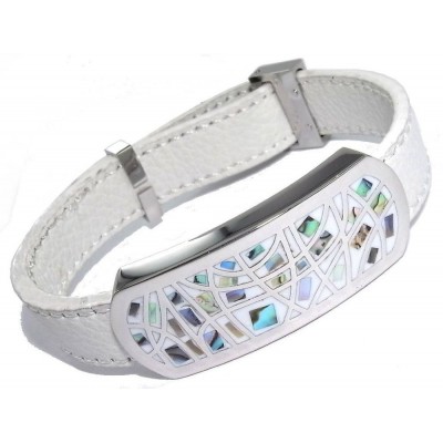 Bracelet modulable, cuir blanc pour femme, créateur Odena - Lyn&Or Bijoux