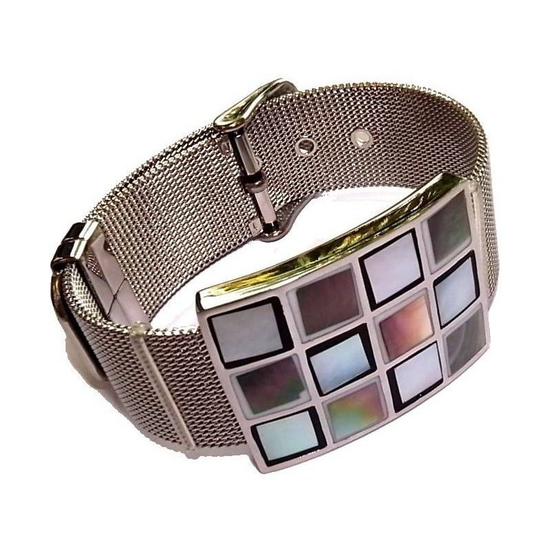 Bracelet Gamy's acier émail et nacre abalone, Abalon Bracelet Gamy's acier émail et nacre abalone, Abalon
