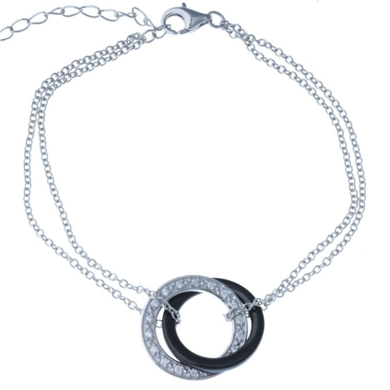Bracelet céramique noire et en argent 925 pour femme, Galicia Bracelet céramique noire et en argent 925 pour femme, Galicia
