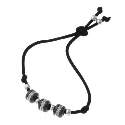 Bracelet cordon et céramique noire pour femme - Tango - Lyn&Or Bijoux