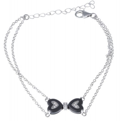 Bracelet coeur en céramique noire pour femme - Noeuds - Lyn&Or Bijoux