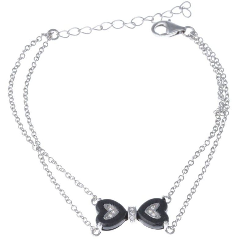 Bracelet coeur céramique noire pour femme, Bija Bracelet coeur céramique noire pour femme, Bija