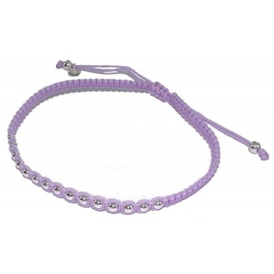 Bracelet cordon violet, perles argent pour femme - Kandara - Lyn&Or Bijoux