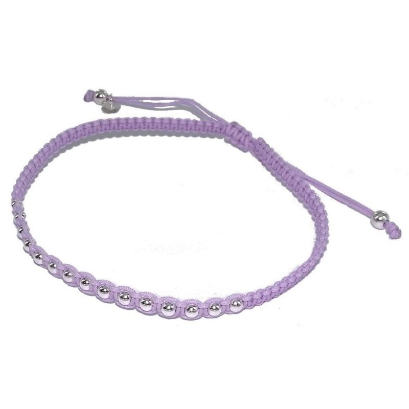 Gourmette cordon violet et en argent 925 pour femme, Kandara Gourmette cordon violet et en argent 925 pour femme, Kandara
