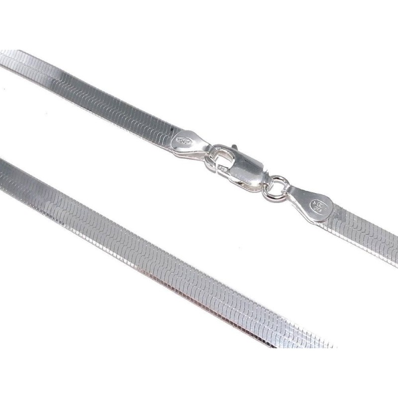 Chaîne en argent 925 millièmes 40 cm pour femme, Serpent plat Chaîne en argent 925 millièmes 40 cm pour femme, Serpent plat