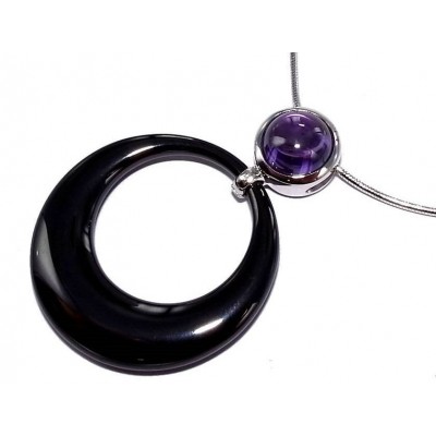 Collier céramique noire et zircon violet pour femme - Prya - Lyn&Or Bijoux
