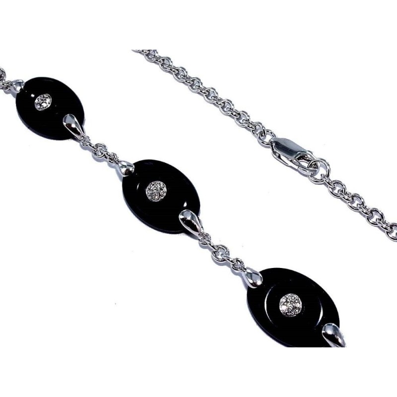 Collier en argent 925 rhodié et résine noire pour femme, Cryo Collier en argent 925 rhodié et résine noire pour femme, Cryo