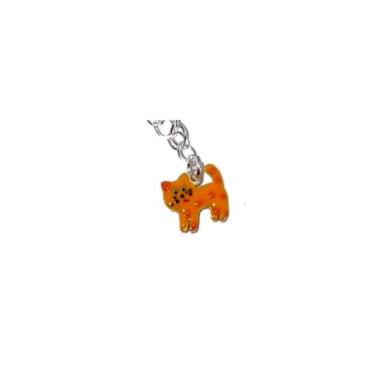 Collier en argent 925 et émail orange pour enfant, Chat Polisson Collier en argent 925 et émail orange pour enfant, Chat Polisson