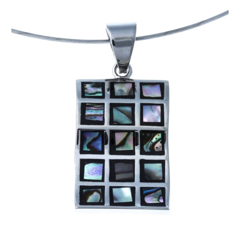 Collier acier, nacre et émail pour femme, Cuba Collier acier, nacre et émail pour femme, Cuba