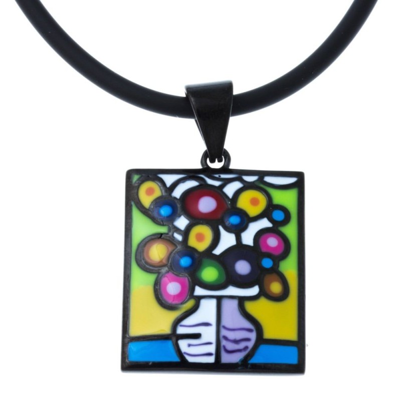 Collier acier et émail multicolore pour femme, Nature Morte Collier acier et émail multicolore pour femme, Nature Morte