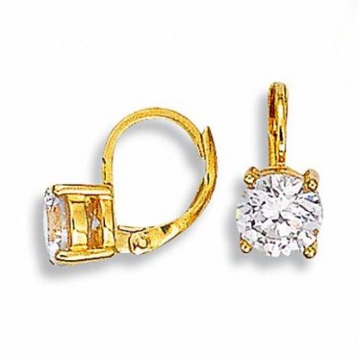 boucles d'oreilles dormeuses femme, zircon solitaire 8 mm - Brillance - Lyn&Or Bijoux