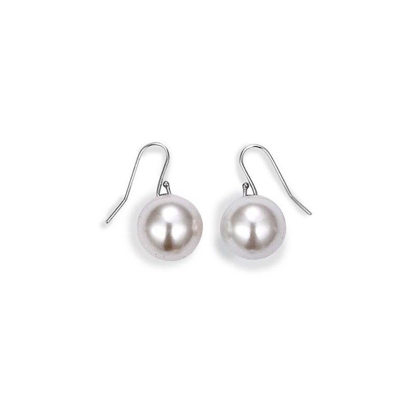 Boucles d'oreille femme en argent & perle blanche 12 mm - Soft Pearl - Lyn&Or Bijoux